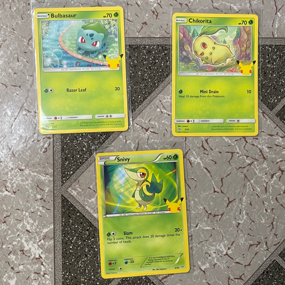 Pokémon McDonald’s 25th Anniversary  - 3 card lot Bulbalsaur, Chikorita, Snivy